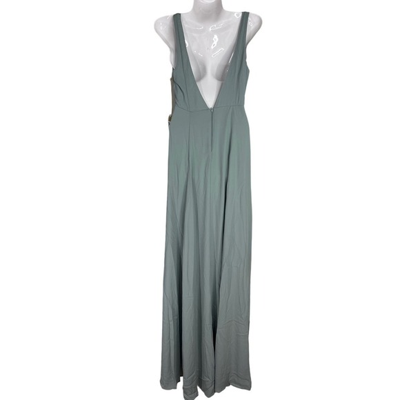 Show Me Your Mumu Jenn Maxi‎ Dress in Silver Sage Crisp Blue V Neck| XXS | NWT - Picture 7 of 15